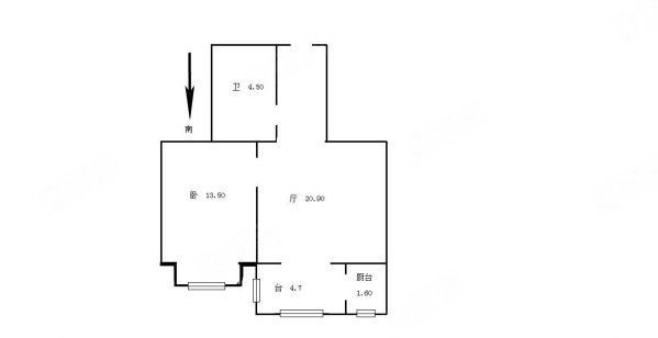 景逸园1室1厅1卫57.46㎡南139万