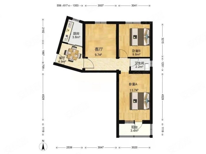 建新南二社区(建新南区)2室2厅1卫72㎡南北320万