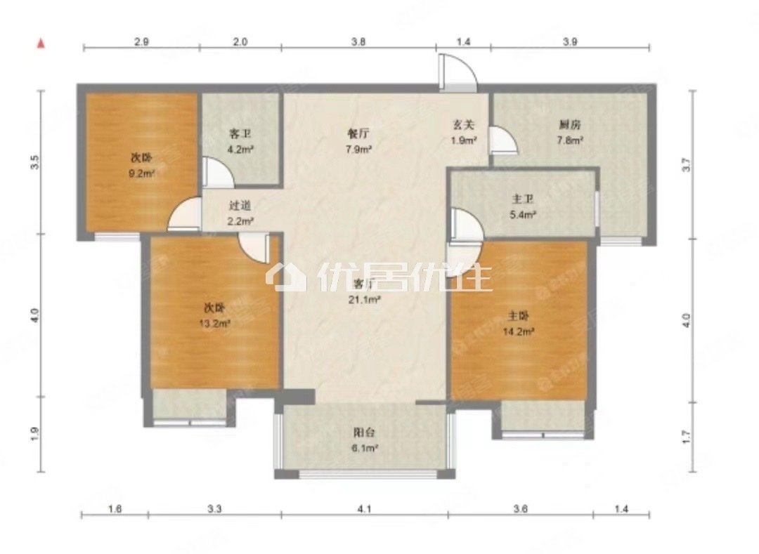 家和蓝岸丽舍3室2厅2卫126.78㎡南140万