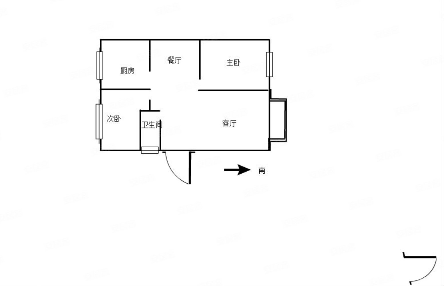 开普小区(北区)2室2厅1卫90㎡南52万