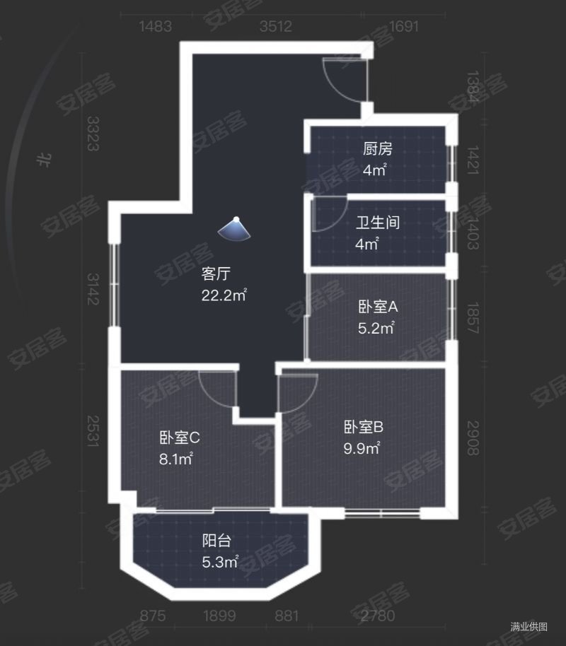 嘉鸿花园3室2厅1卫78㎡南北280万