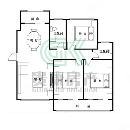 秀兰尚城3室2厅2卫154.51㎡南北165.8万