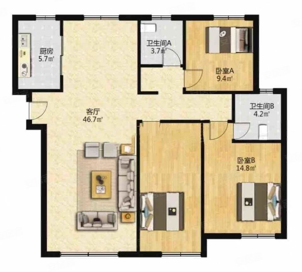 直少40w捡大漏紫泉郡一期通透户型送家具家电带车位