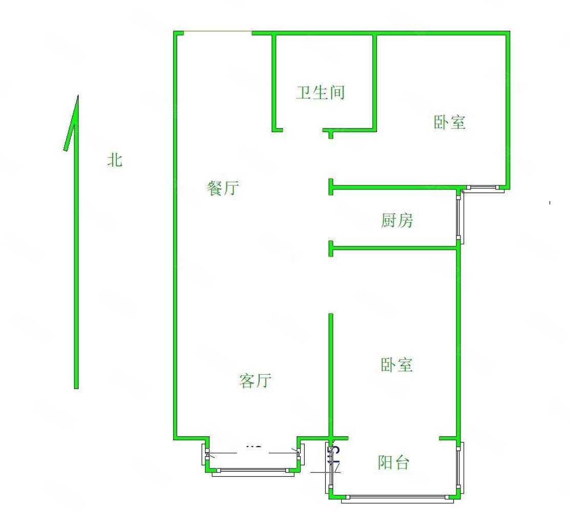 朗月蓝庭2室2厅1卫100㎡南北57万
