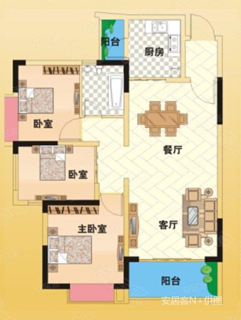 桃源居东区3室2厅1卫87.15㎡南75万