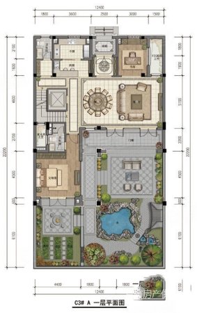 绿城富春玫瑰园 花园400平 法式别墅 周围带水系 景色怡人