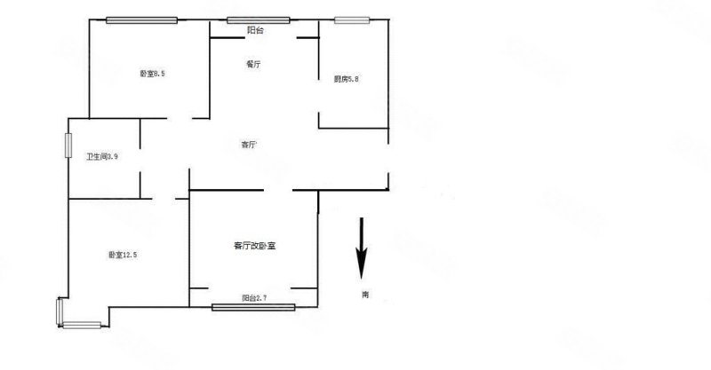 瑞庭凤苑3室1厅1卫91.61㎡南北185万