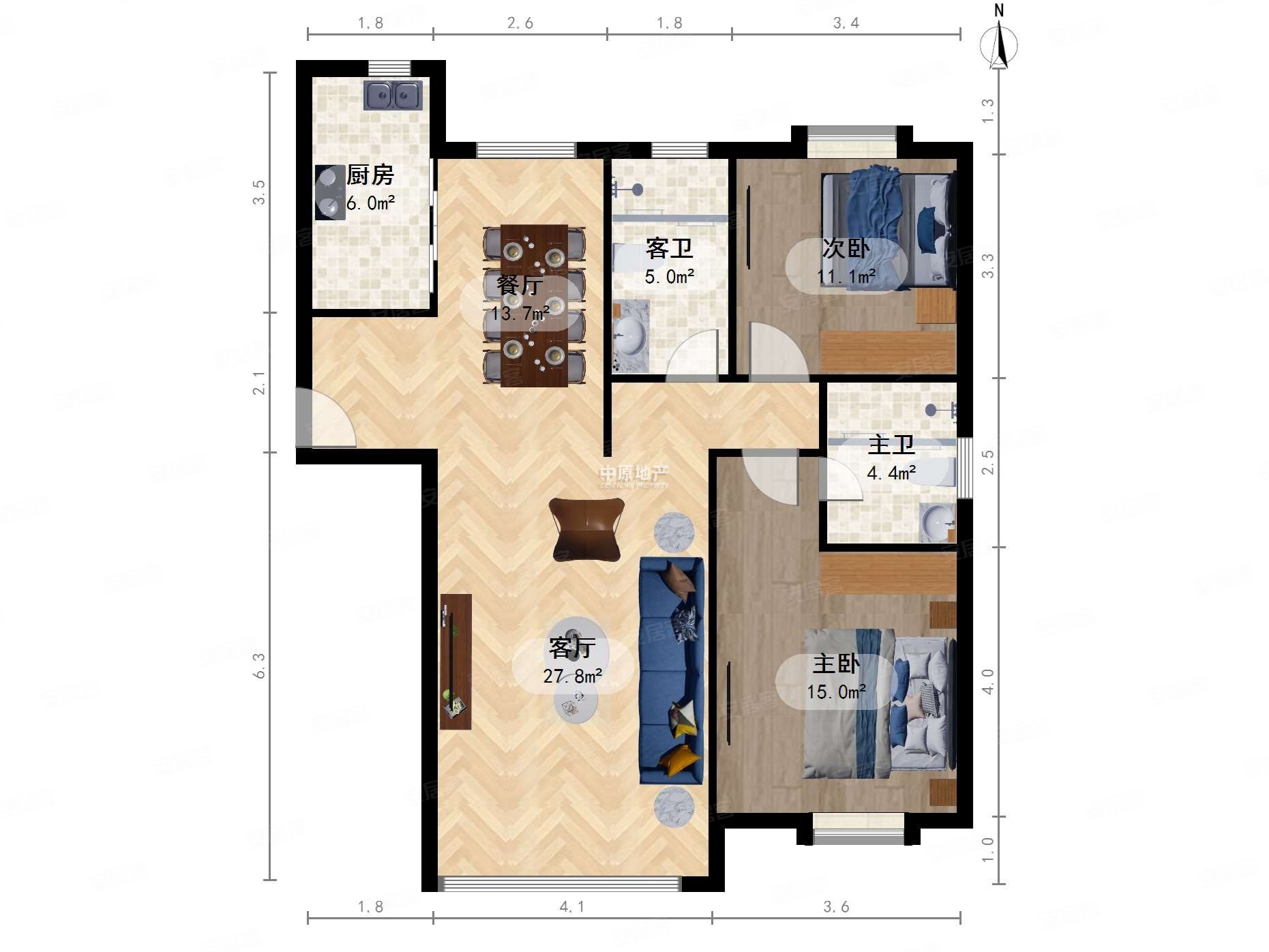壹街区静德花园精装两室南北通透看房方便交通便利