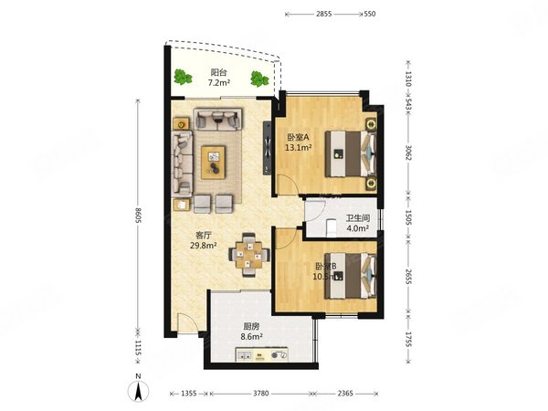 广州天河棠下骏景花园骏景花园 温馨两居室出租 配置齐全 拎包入住