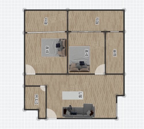 【多图】富宁大厦,五一路租房,全屋家具定制 拎包入住 中间楼层 南北