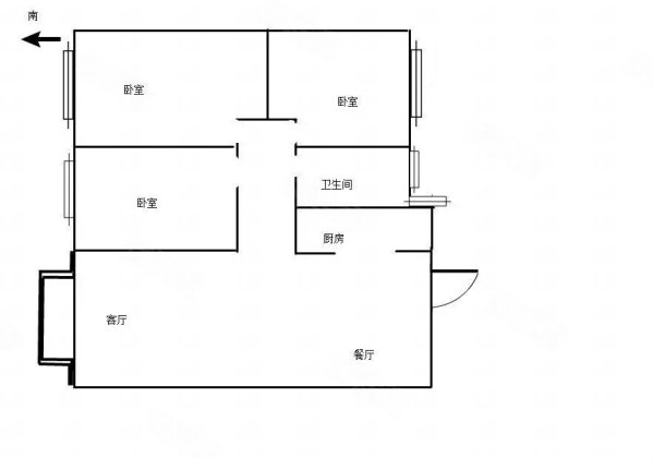 仰龙湾3室2厅1卫124㎡南北109.8万