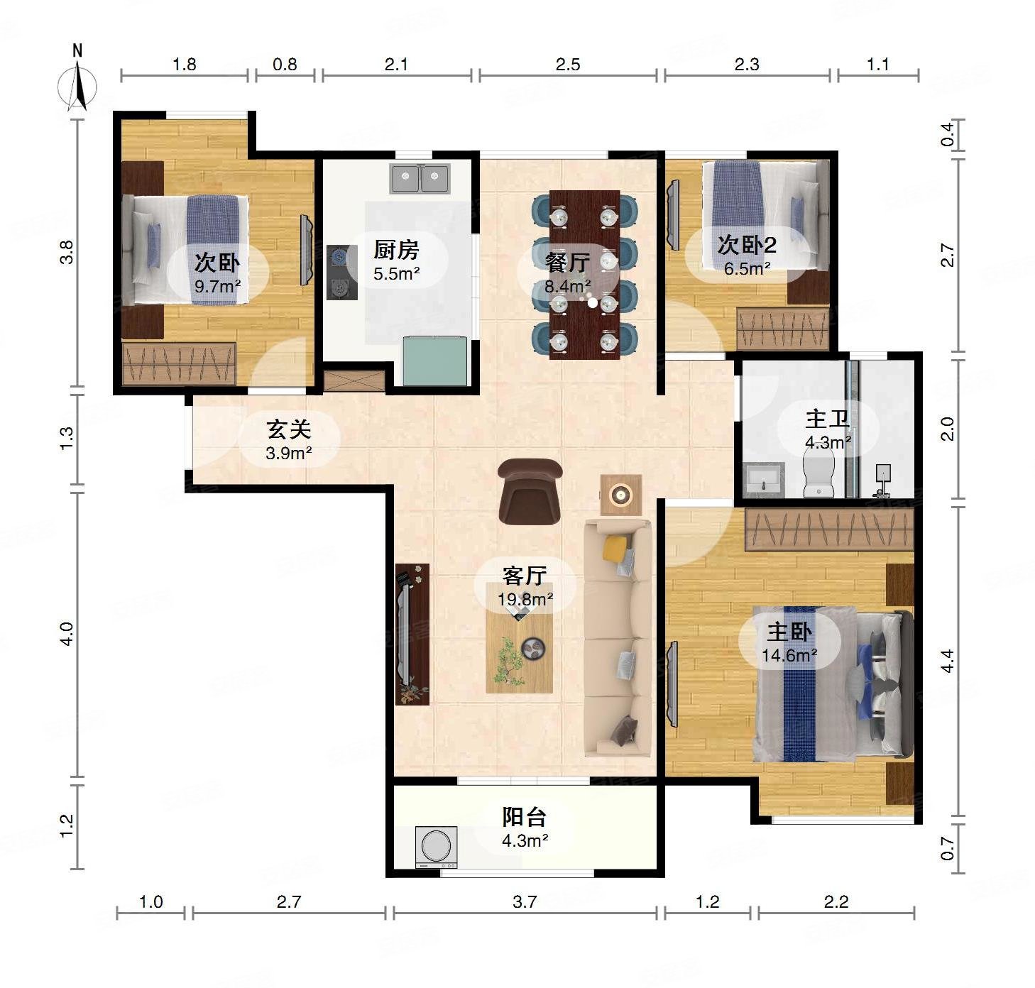 金地格林东郡 103平 南北通透三房 高楼层 精装修 急卖,金地格林东郡