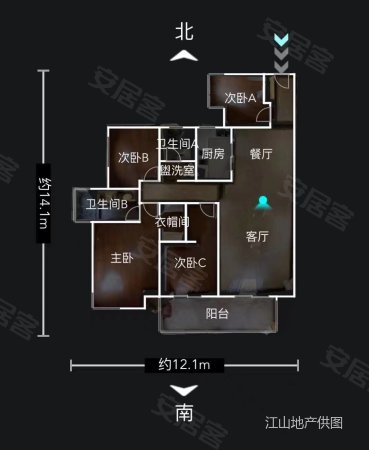 中国铁建云景山语城4室2厅2卫127.79㎡南北192万