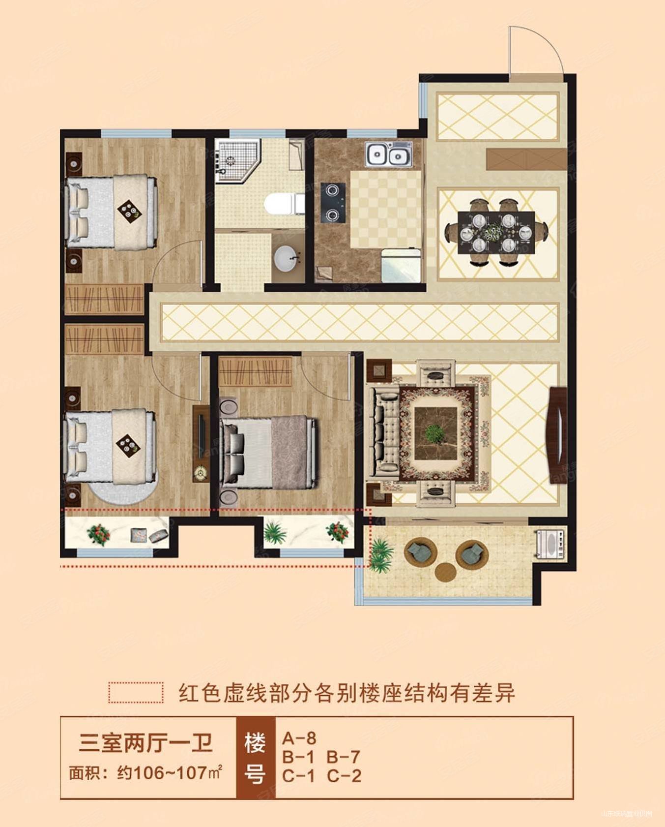 金马四区3室2厅2卫140㎡南北112.8万