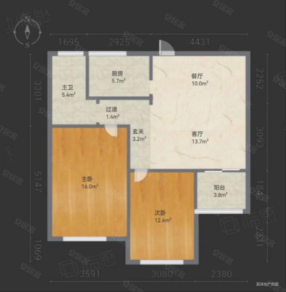 东方渔港家园2室1厅1卫89.75㎡南135万