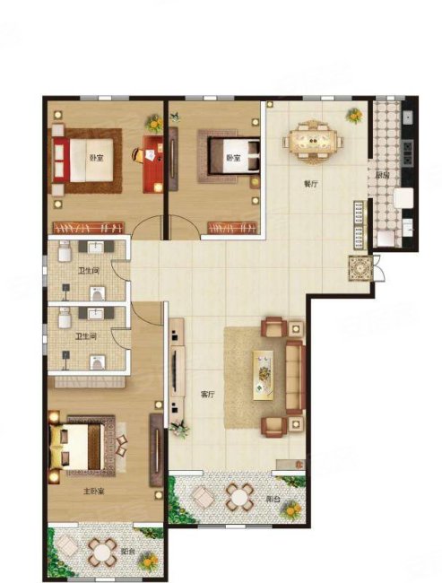 吉盛公寓3室2厅2卫128㎡南76万