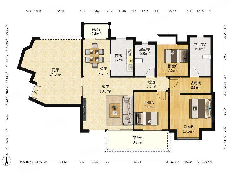 彩叠园1b期,套三双卫,拎包入住诚心出售