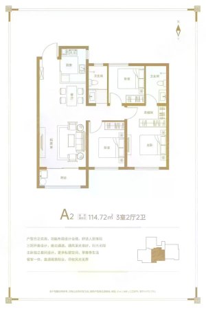 中国府3室2厅2卫115㎡南北129万