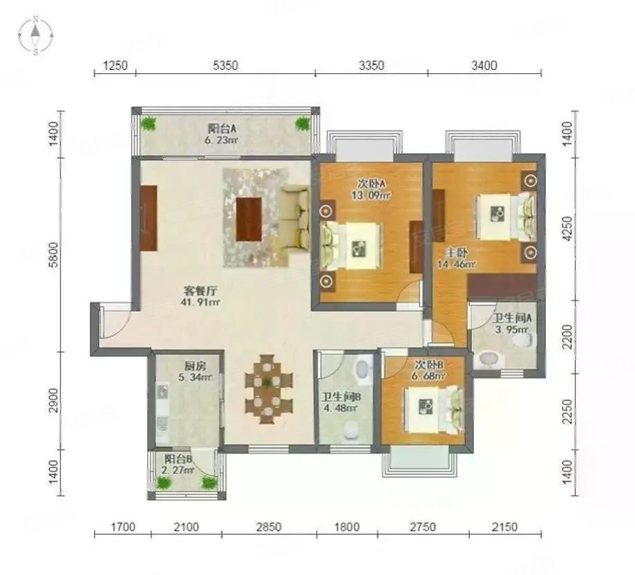 急售75w建信奥林匹克花园正规3室2厅楼层户型好