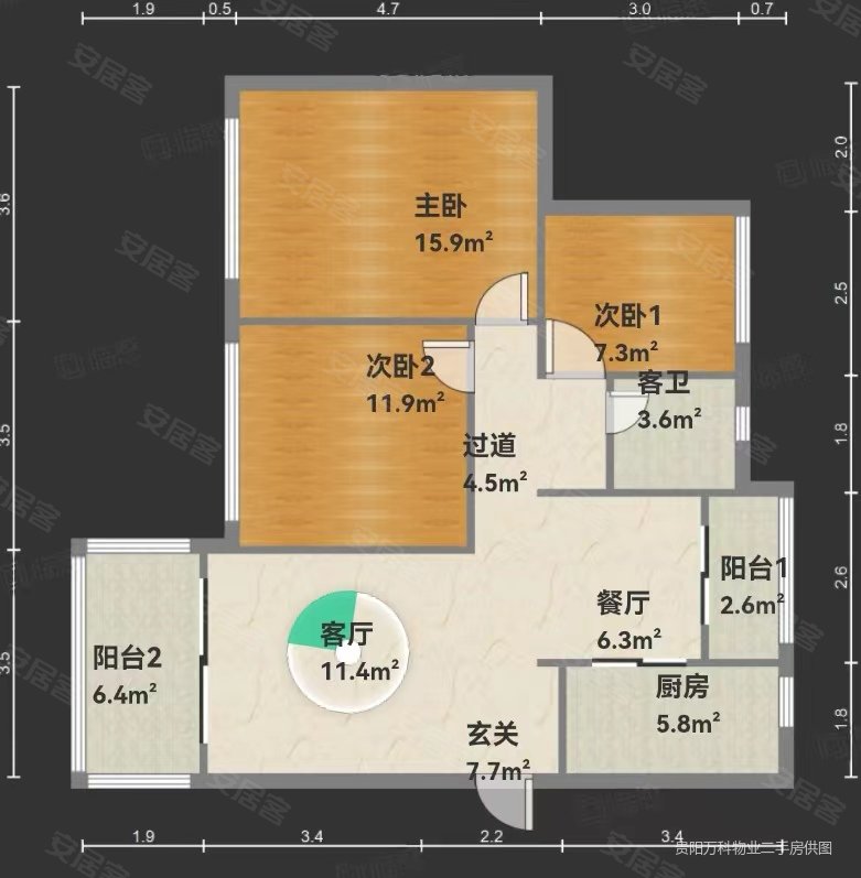 万科金域华府(A区)3室2厅1卫88.4㎡南67万