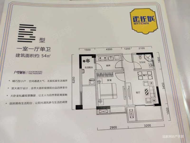 西悦城1室1厅1卫53.03㎡南北35万