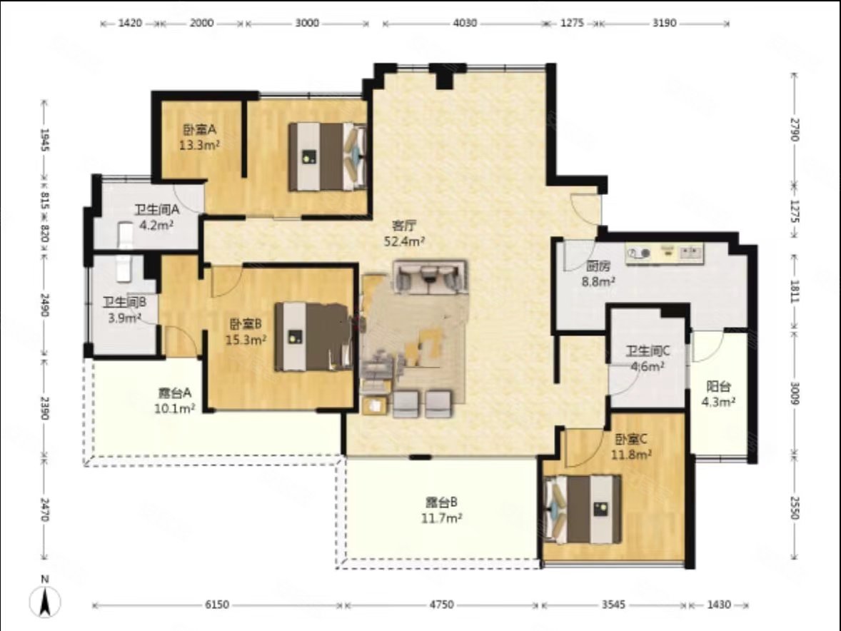 急售海教园仁恒滨河湾200平大平层品质小区带两个露台