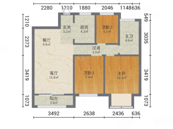 龙湖锦艺城 高四 精装三房 房子干净整洁 拎包入住 3台空调