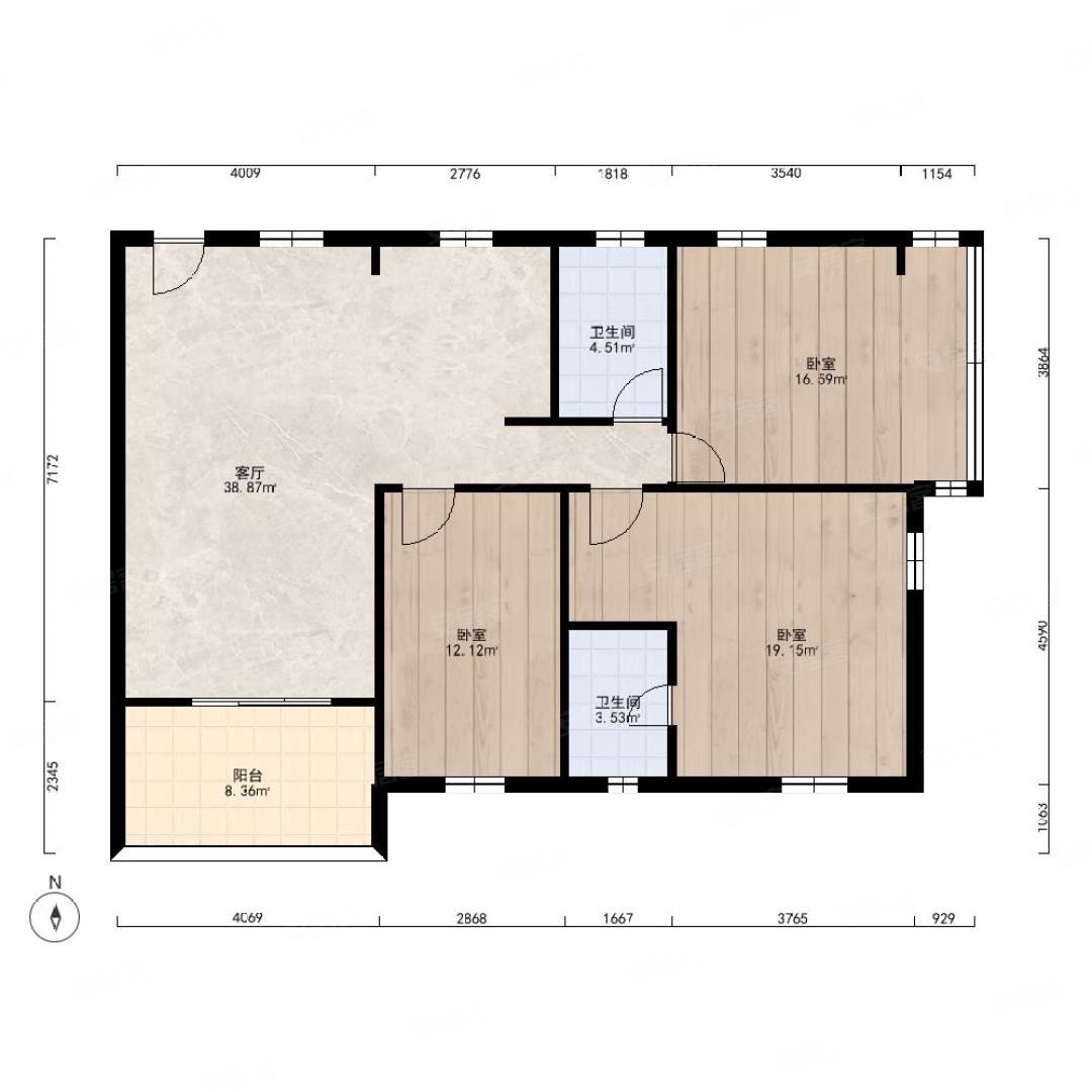 锦城花园3室1厅2卫120㎡西南210万