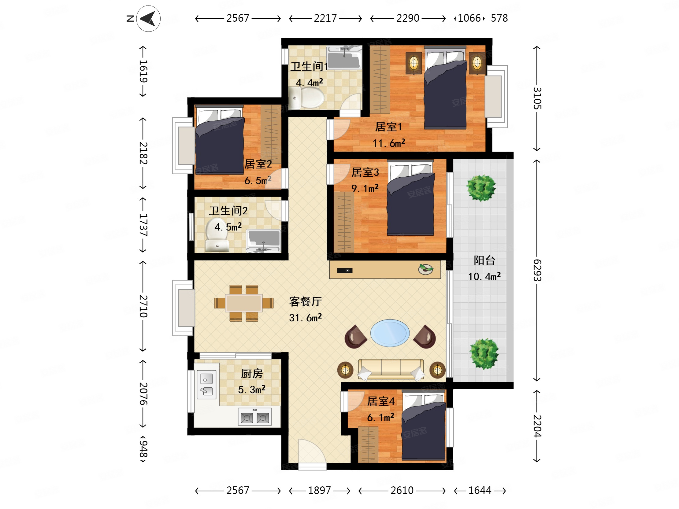 嘉鸿新城博雅府 南向采光好 出行方便 精装修 商品房