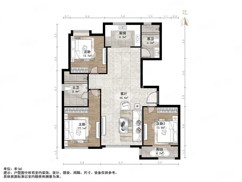 涵玉翠岭3室2厅2卫147㎡南北290万