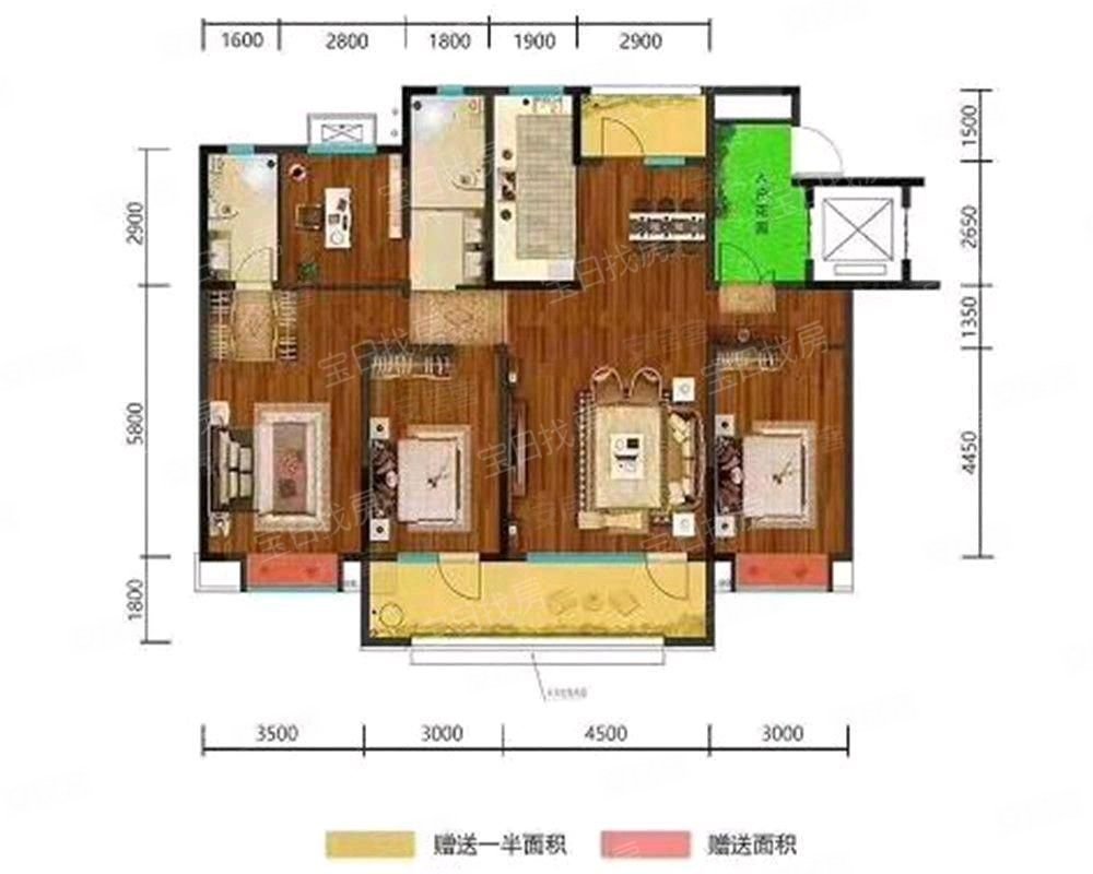 150平4室2厅2卫户型图图片