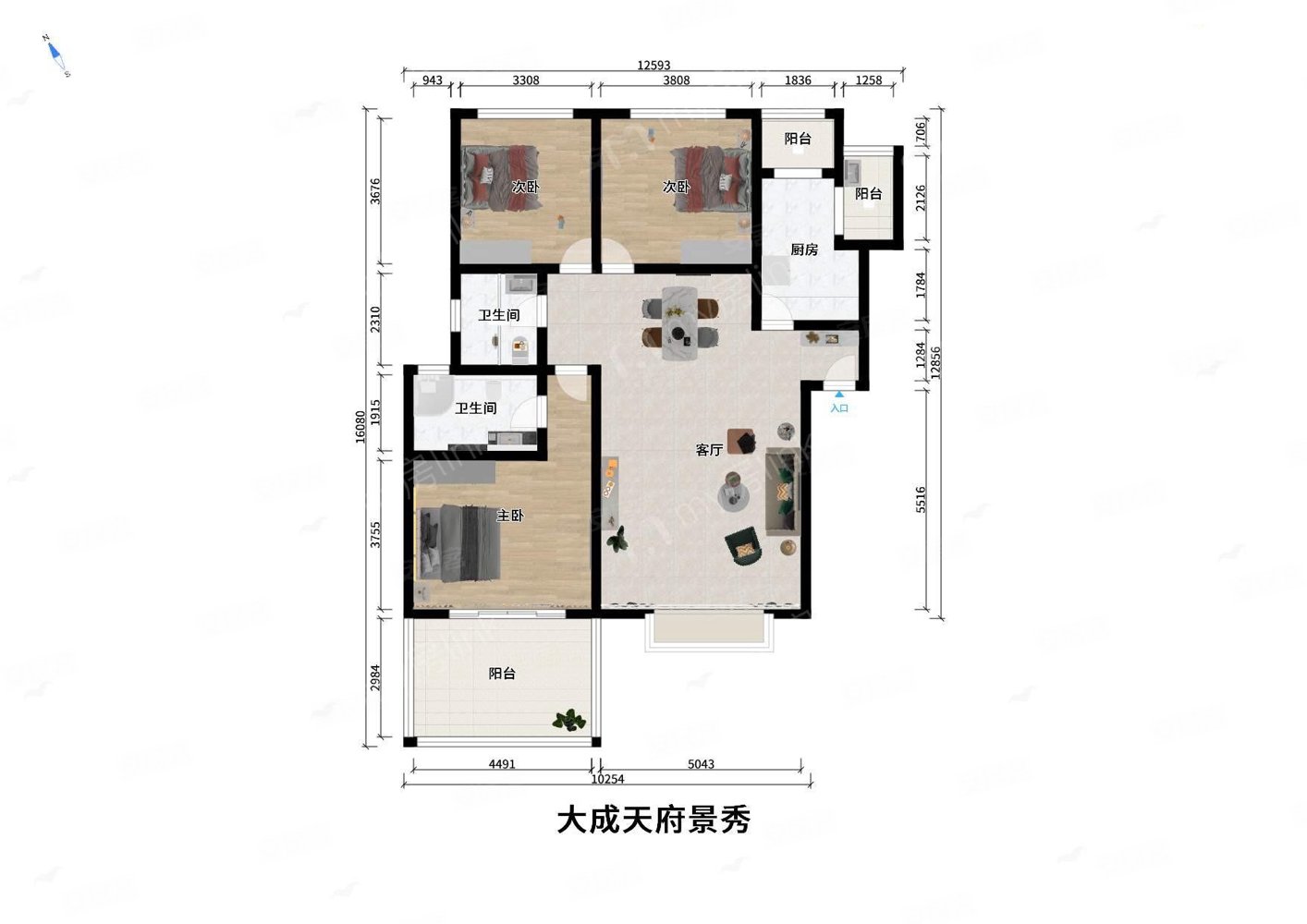 超温馨精装步梯大套三 3楼诚心出售,大成天府景秀