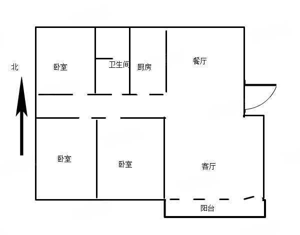 城后花园A区3室2厅1卫128.45㎡南北65万