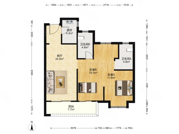 越秀星悦城3房户型,一楼带花园!诚心出售!