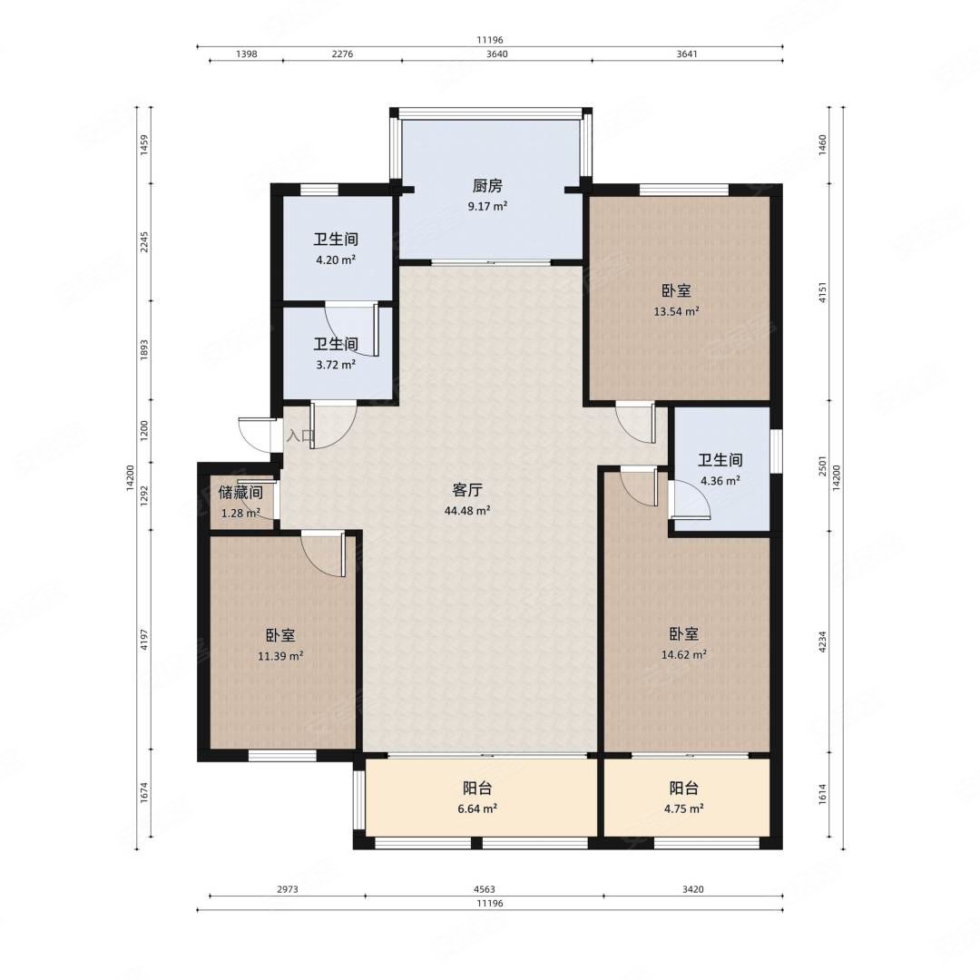航海路桐柏路多层三楼有钥匙大三居随时看房子