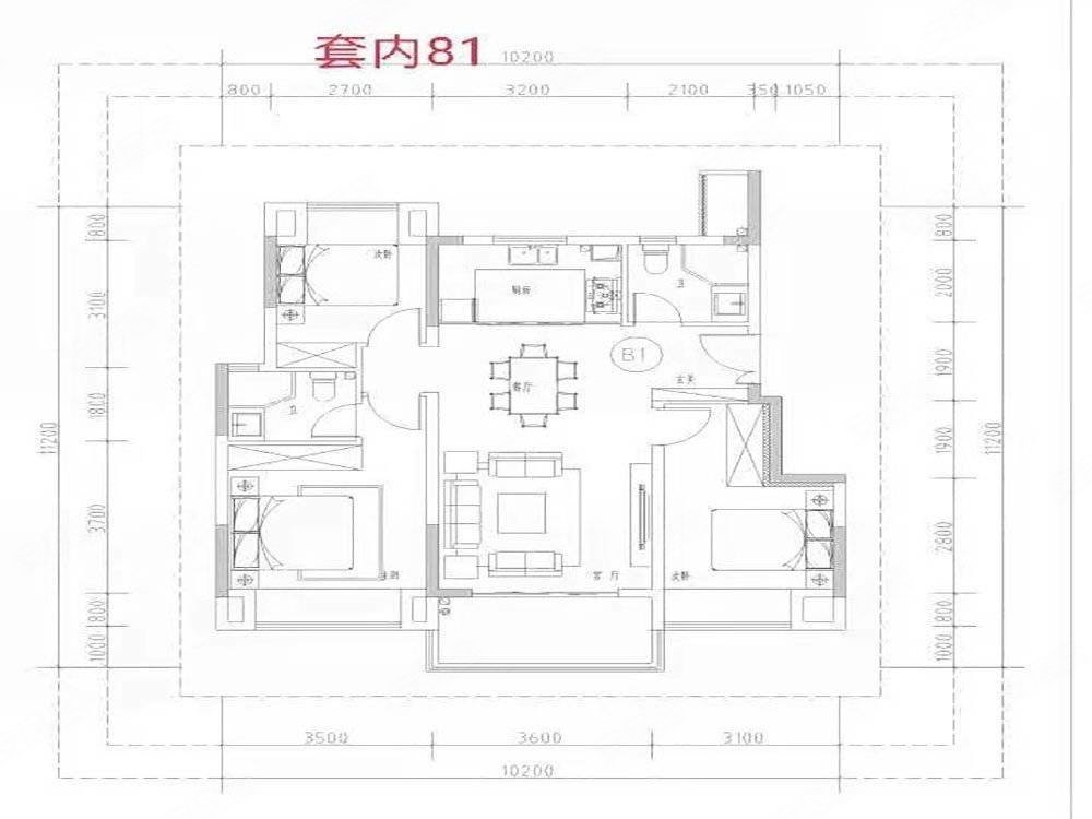 金辉彩湖云璟(北区)3室2厅2卫95㎡南北121.6万