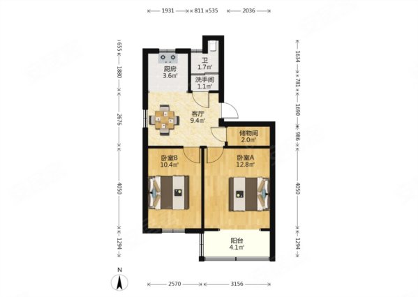 驸马新村2室1厅1卫56㎡南131万