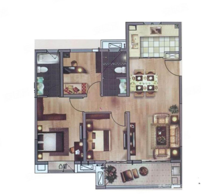 建发山外山2室1厅1卫62㎡南北68万