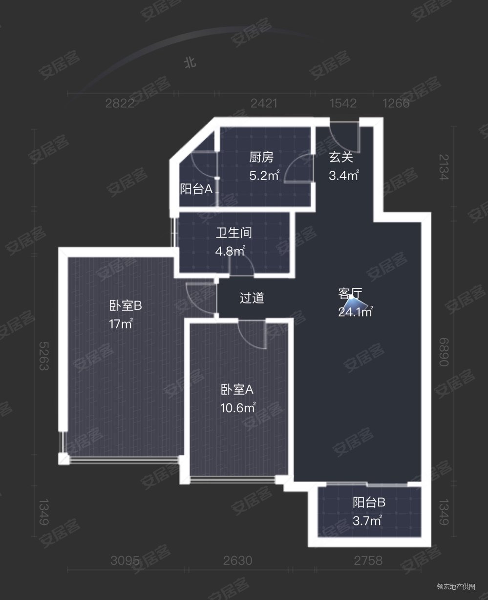 海怡湾畔2室2厅1卫80.97㎡北135万