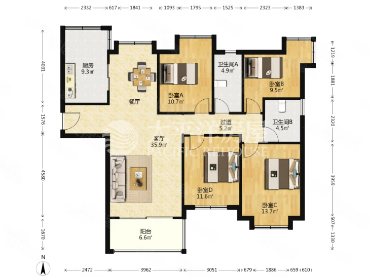有电梯 临地铁 满五 精装可拎包入住 南北通透 双卫生间,御上海二手房