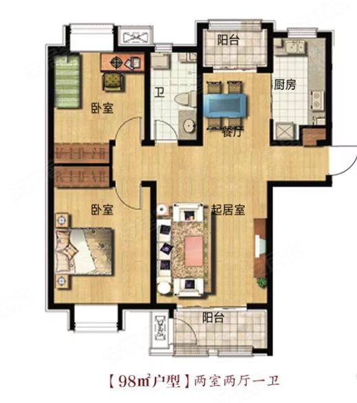 海祥豪庭2室2厅1卫97㎡南北48万