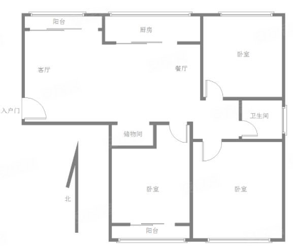 东方御园3室2厅1卫117㎡南北85万