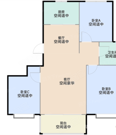 名城府邸3室2厅2卫113.5㎡南北83万