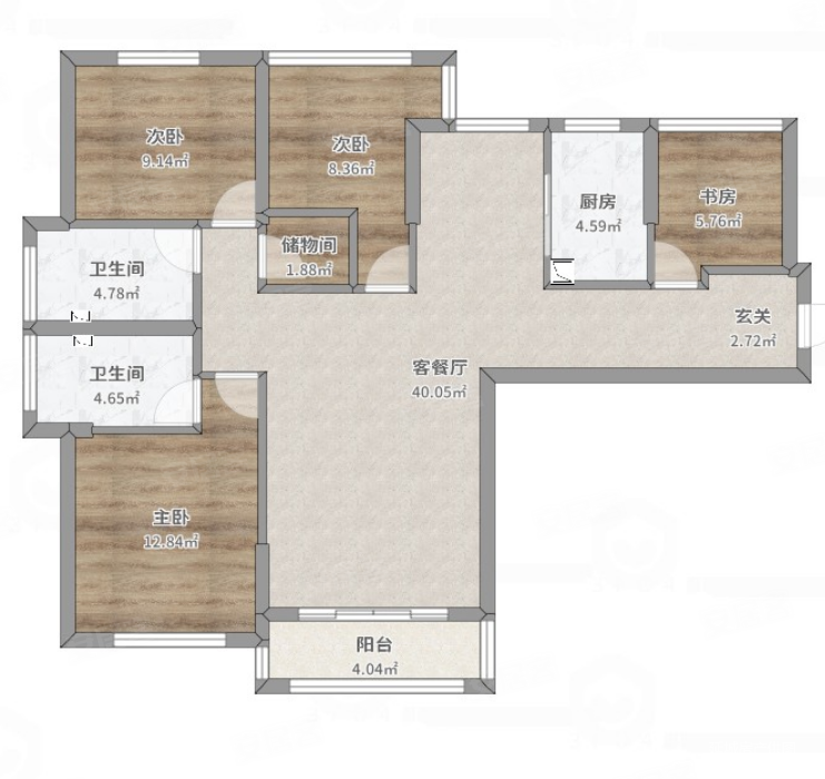 新城中心观邸4室2厅2卫134㎡南北93万