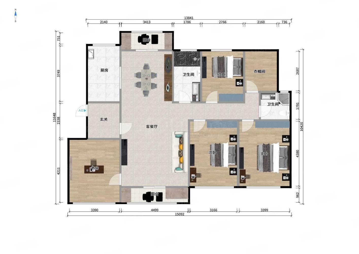 华润江南府4室2厅2卫115.56㎡南189万
