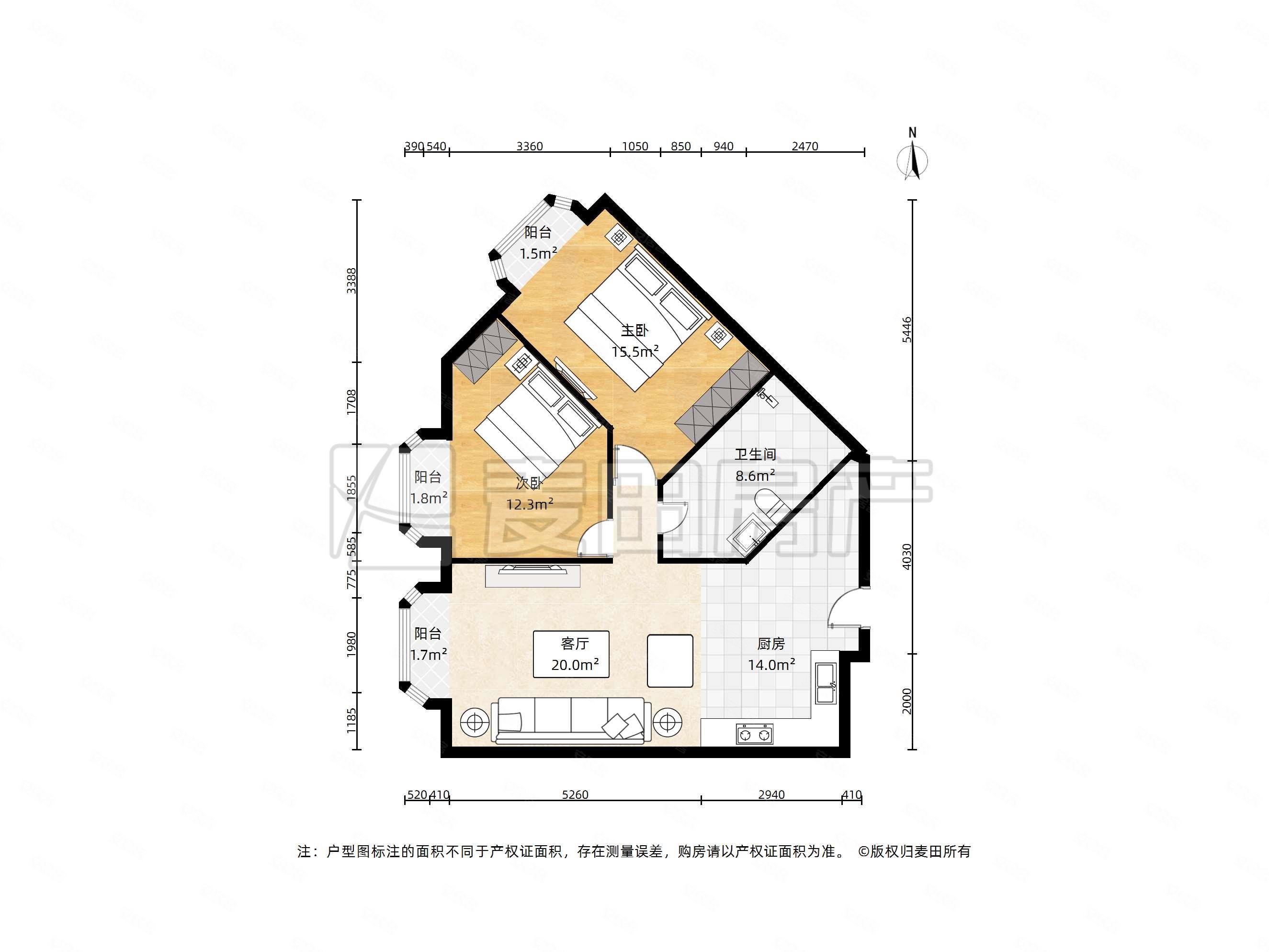 蓝堡国际公寓2室1厅1卫110㎡西南910万