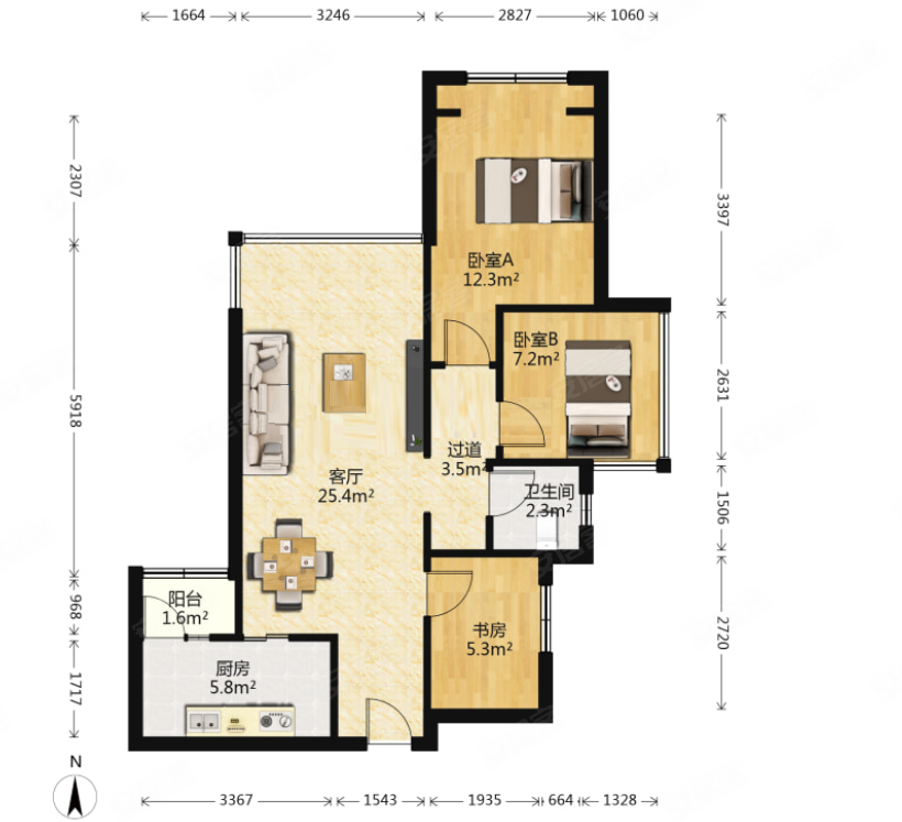新城吾悦广场3室2厅精装