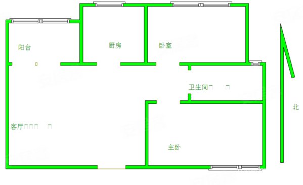 和信花园 全明户型 二室一厅 南北通透,看房方便