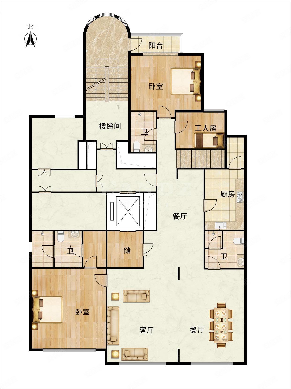 万国城moma3室2厅4卫315㎡南北5600万