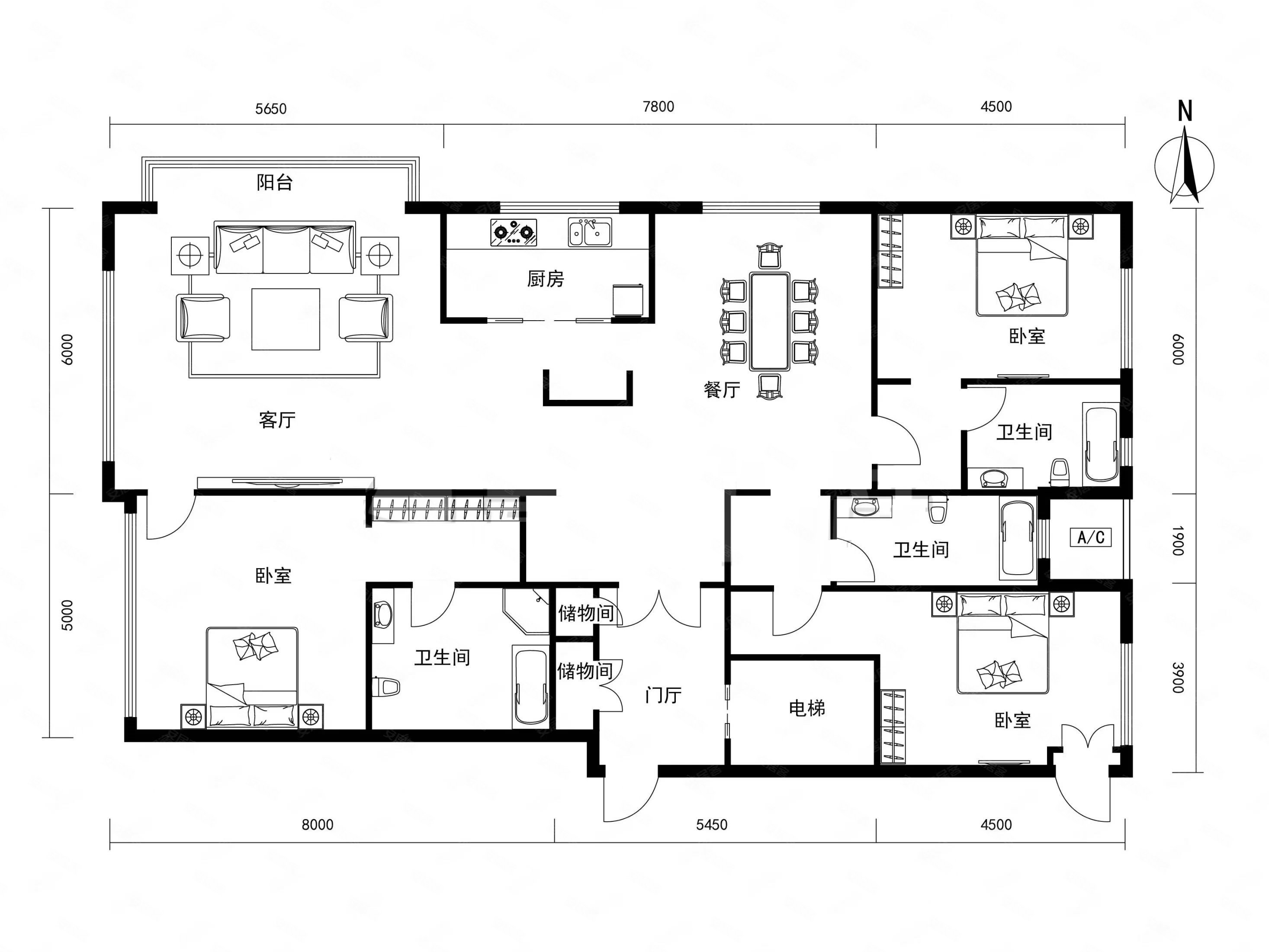 随时可看西侧临湖北京壹号院观景大宅边户型三面采光